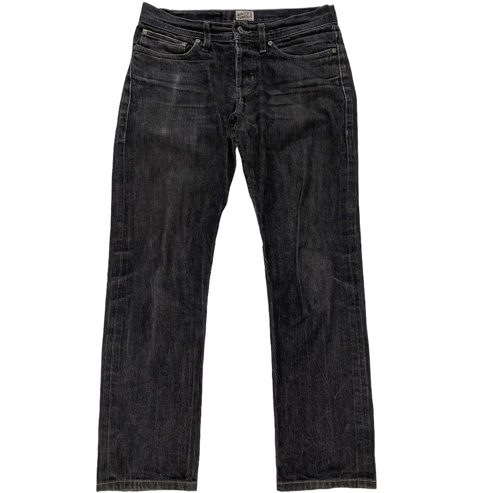 Naked & Famous Denim Weird Guy Tapered Fit Faded Black Selvedge Jeans W32xL29.5